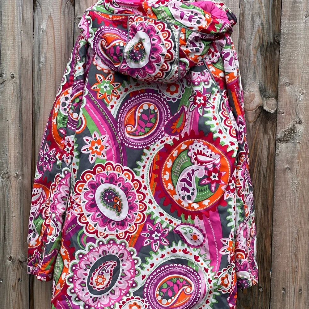 Hanna Andersson Journeys End winter jacket with a vibrant paisley pattern